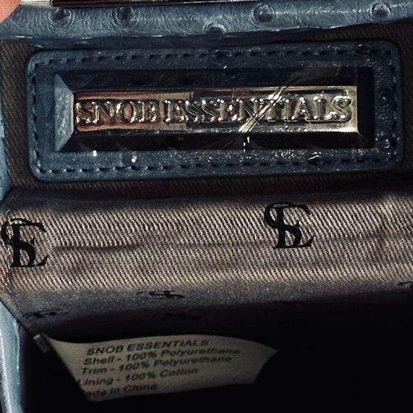 Snob Essentials Jewel Box Crossbody Purse Blue Ostrich NWOT UNIQUE AND RARE - Picture 3 of 12
